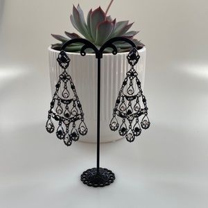 Black and White CZ Dangle Earrings